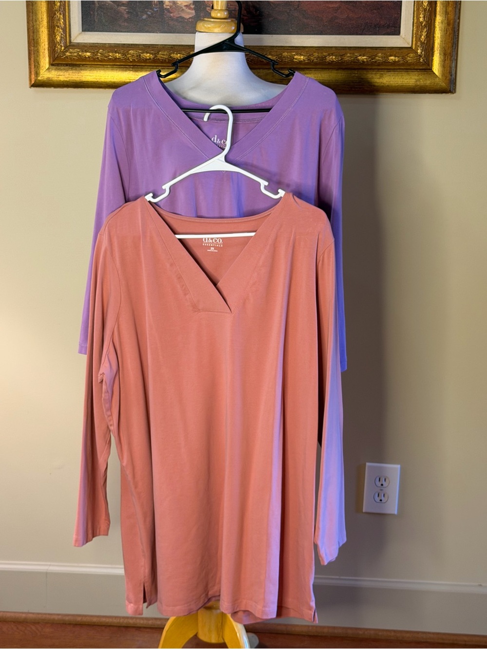 D & Co. Essentials | Size 2X Pair of 3/4 Sleeve V-Neck Tunic Tops